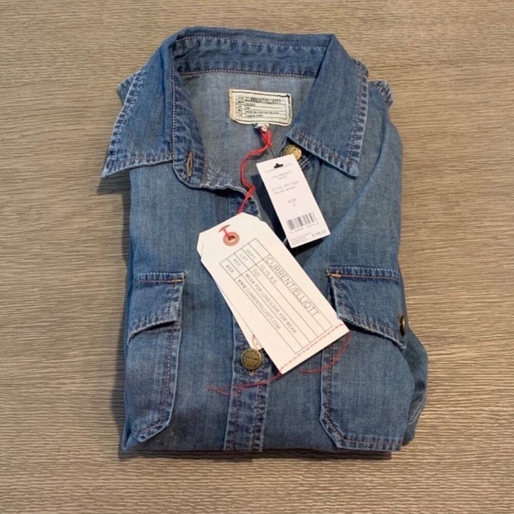 Current/Elliott “The Perfect” Vintage Button Down Denim Shirt. - Picture 4 of 5